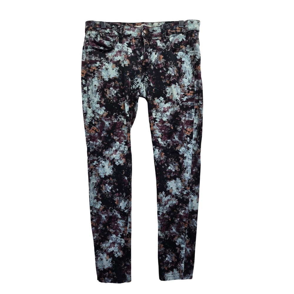BCBGeneration Womens Abstract Acid Wash Skinny Jeans Blue Black Size 28 Galaxy